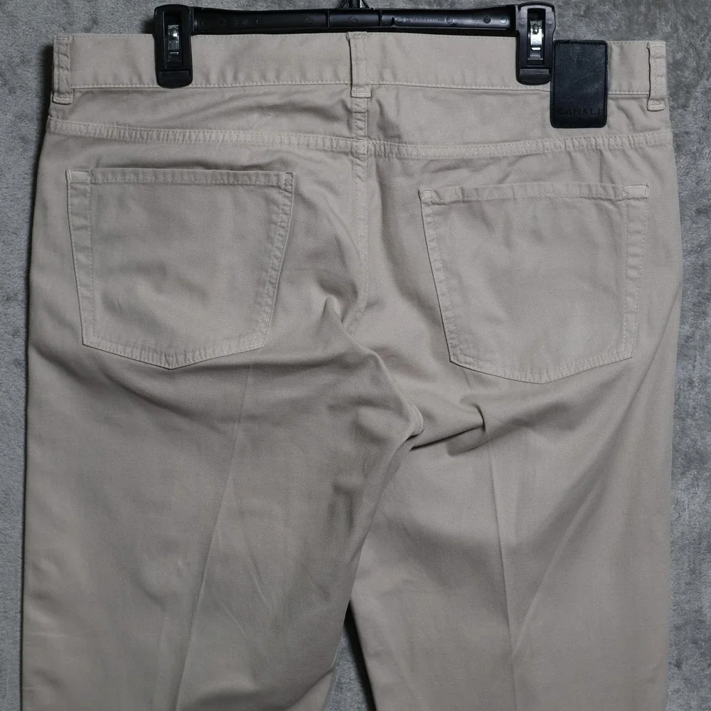 Canali Pants Mens 36x32 Beige Chino Regular Fit Cotton Blend Preppy Italy Made